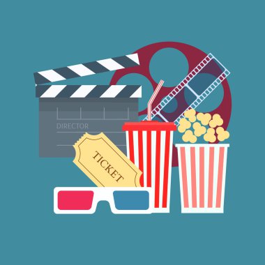 Sinema Mısır bilet suyu 3d gözlük düz tasarım