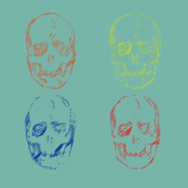 Arka plan üzerinde izole kafatasları kümesi