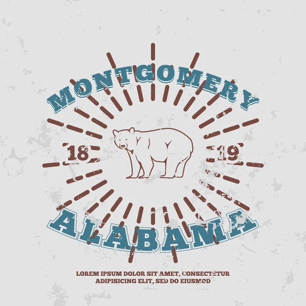 Montgomery, Alabama. t-shirt graphique . — Image vectorielle