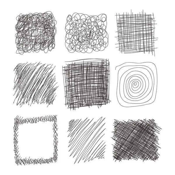 Set of hand drawn lines textures — Stock Vector