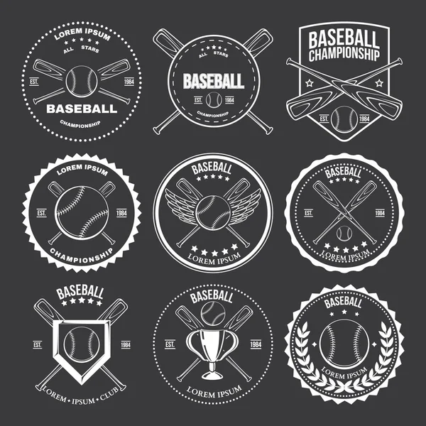 Set of vintage baseball labels and badges — Stock Vector
