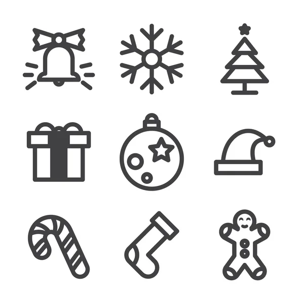 Iconos de Navidad sobre fondo blanco — Vector de stock