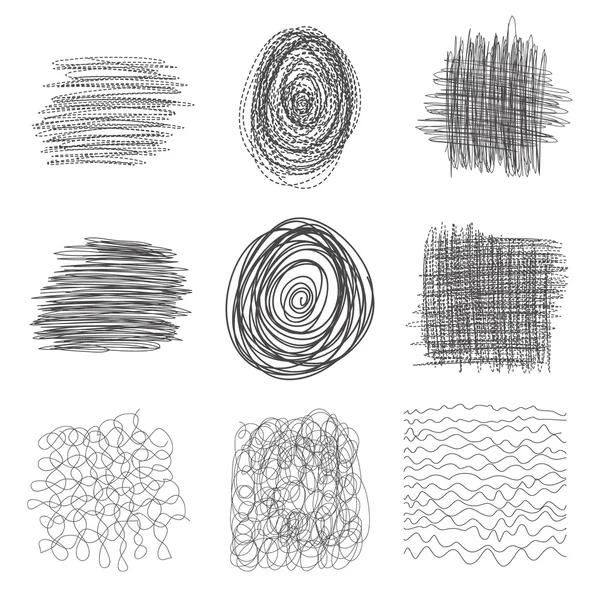 Set of hand drawn lines textures — Stock Vector