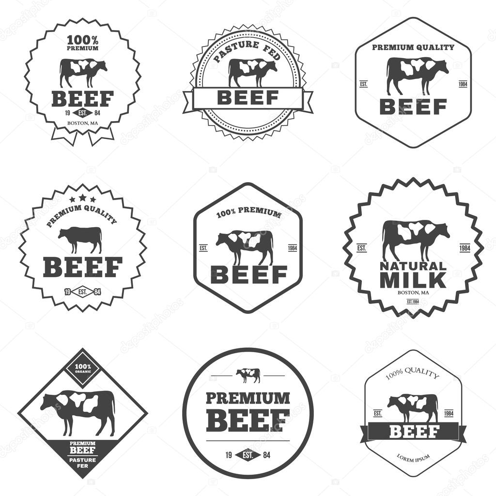 Set of premium beef labels