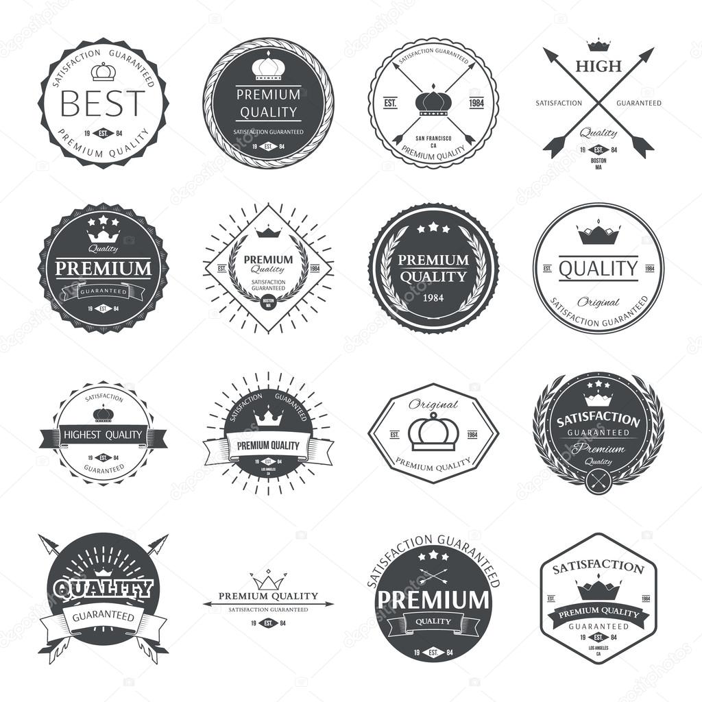 Set of premium quality labels and badges