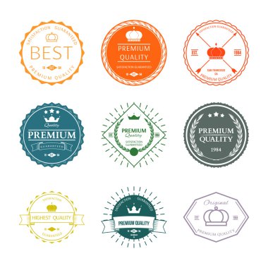 Premium kalite etiketleri ve rozetleri vektör kümesi