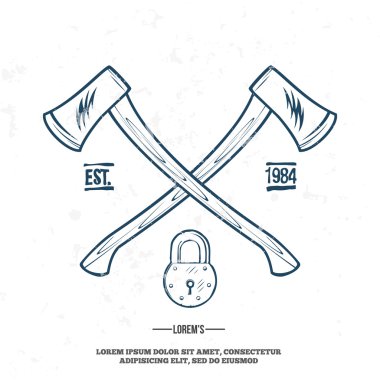 Crossed Axes with Padlock vector t-shirt print clipart