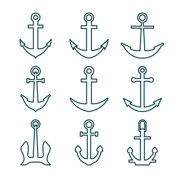 Set of Anchors vector — Stock Vector