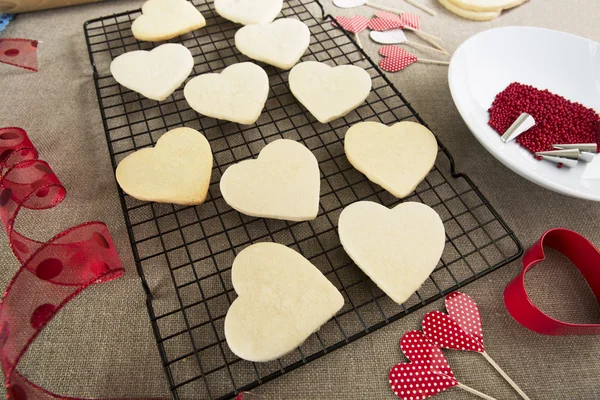 Baking Valentine Cookies — Stock Photo, Image