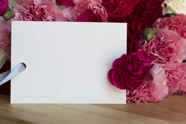 Carnations and Card for Greeting