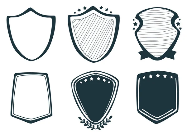 Escudos Dibujados Mano Elementos Para Decoración Vectores de stock libres de derechos
