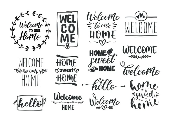 Welcome Design Bundle Home Entering Decoration — Stock Vector