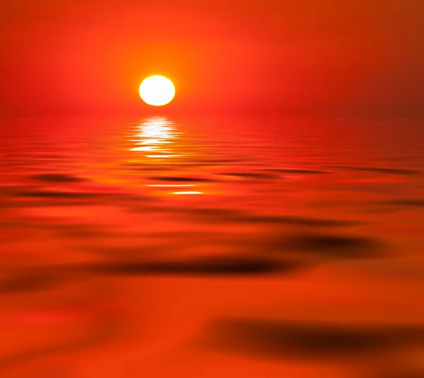 Beau coucher de soleil, tre reflété dans les eaux calmes du lac — Photo