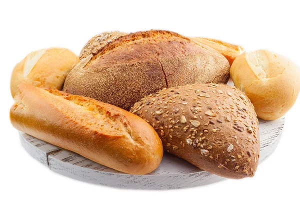 Assorted breads isolated — Stock Photo, Image