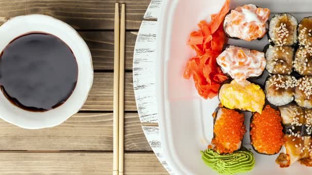 Ασίας τροφίμων και σούσι. — Αρχείο Βίντεο