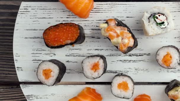 Азиатская кухня и суши . — стоковое видео