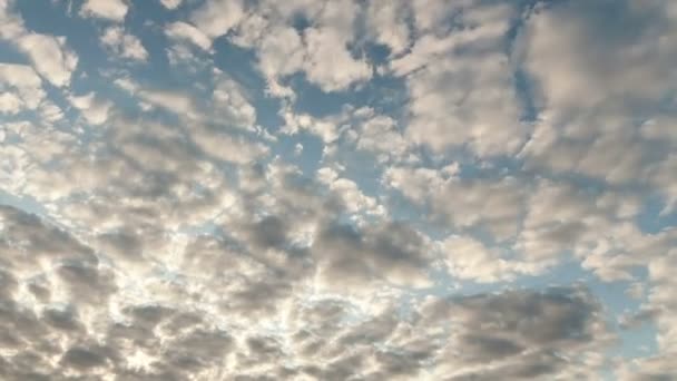 Άσπρα σύννεφα που τρέχει πάνω από το γαλάζιο του ουρανού — Αρχείο Βίντεο