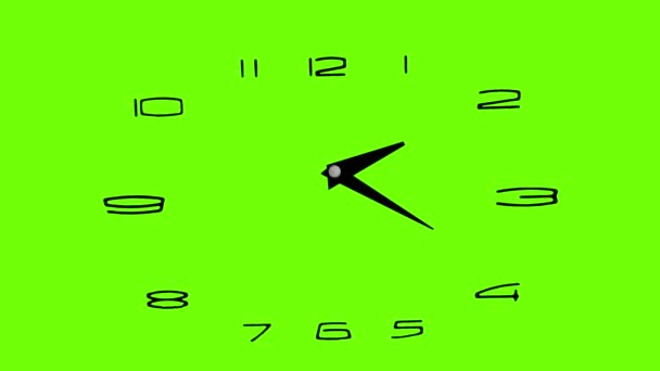 Orologio, timelapse 12H - schermo verde - spazio copia — Video Stock