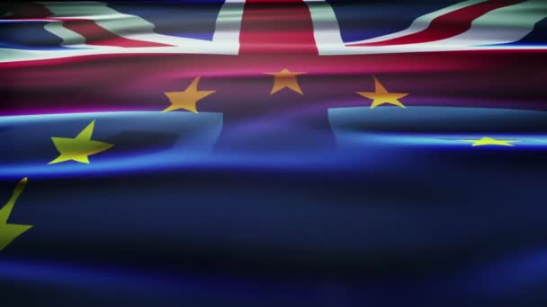 Storbritannien och Europeiska unionens flagga. — Stockvideo