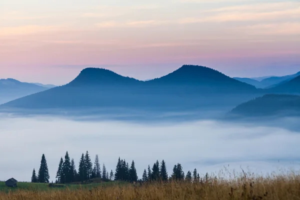 Mist en wolk bergdal landschap — Stockfoto