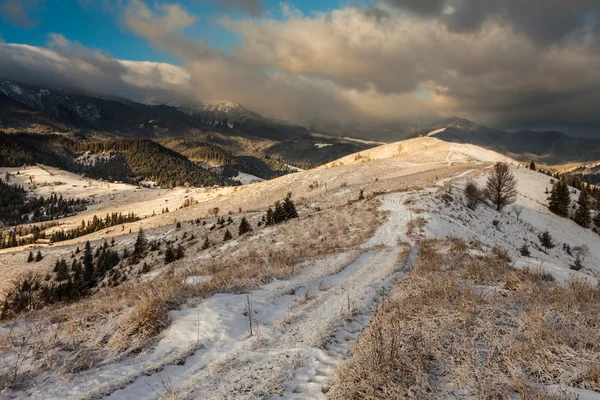 Beau paysage hivernal dans les montagnes — Photo