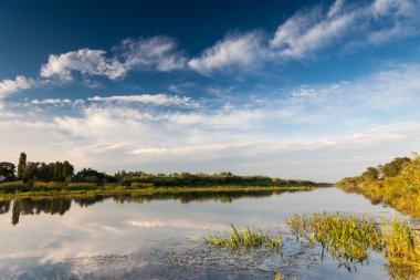 Güzel yaz su manzara içinde güneş
