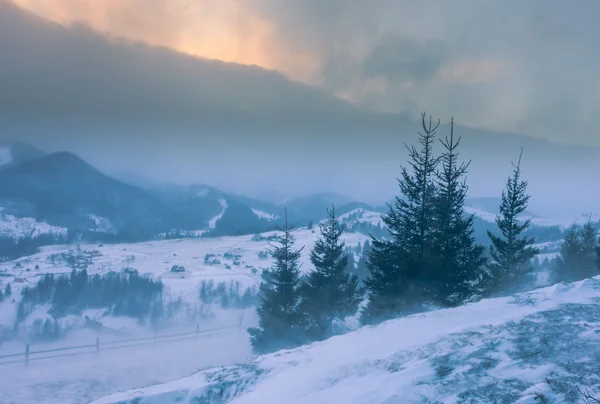 Snöstorm. Vinter i fjällen — Stockfoto