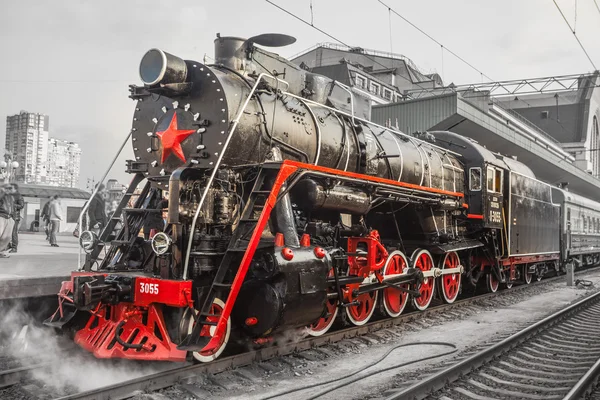 Vieja locomotora de vapor, tren vintage Fotos De Stock