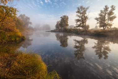 nehir kıyısında sonbahar ahşap