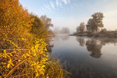 nehir kıyısında sonbahar ahşap