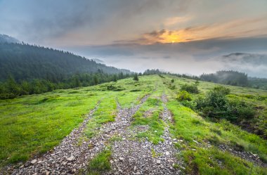 Sis ile inanılmaz dağ manzarası 