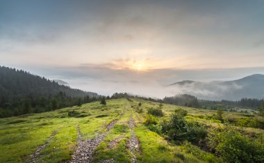 Sis ile inanılmaz dağ manzarası 