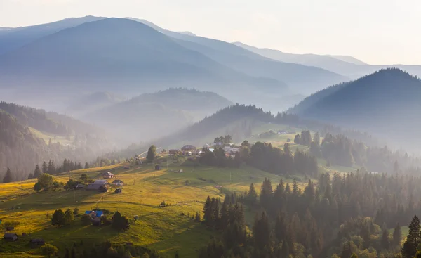 Mattina nebbiosa nei Carpazi — Foto Stock