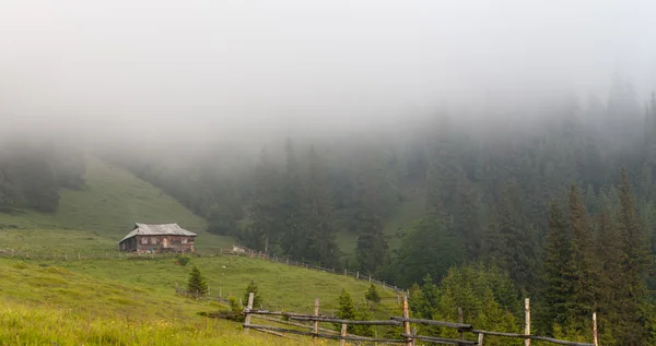 Incredibile paesaggio montano con nebbia — Foto Stock