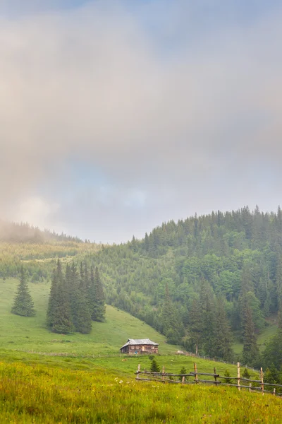 Incredibile paesaggio montano con nebbia — Foto Stock