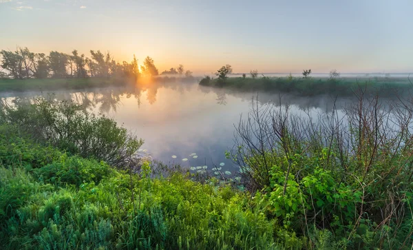 Colorido atardecer en el río —  Fotos de Stock