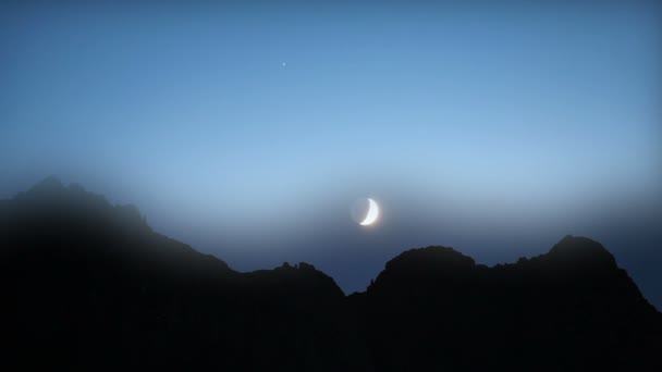 Moon setting behind mountains, Turkey — Stock Video