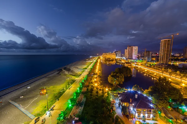 Boulevard at night in Batumi, Georgia — Stock Photo, Image