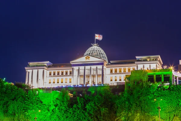 TBILISI, GEORGIA - JULY 28: The main Office of the President at night on July 28., 2015 in Tbilisi. The office  is located on the left bank of the Kura River, in the Avlabari district.