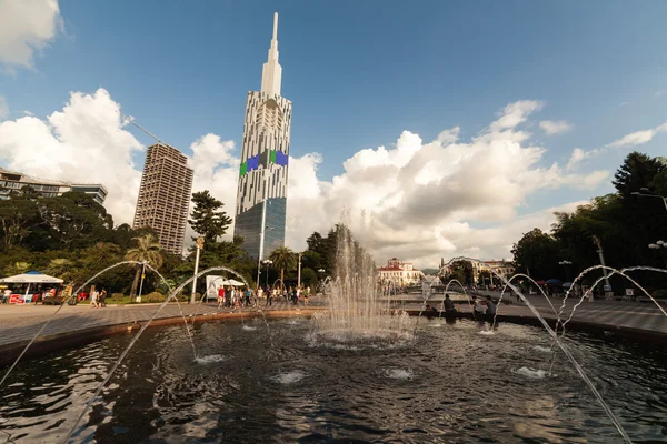 BATUMI, GEORGIA - 29 de julio: Nuevo edificio de la Universidad Tecnológica de Batumi el 22 de julio de 2015 en Batumi, Georgia. Este edificio es el más alto de la región del Cáucaso —  Fotos de Stock