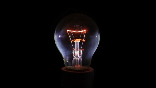 Light bulb on black background — Stock Video