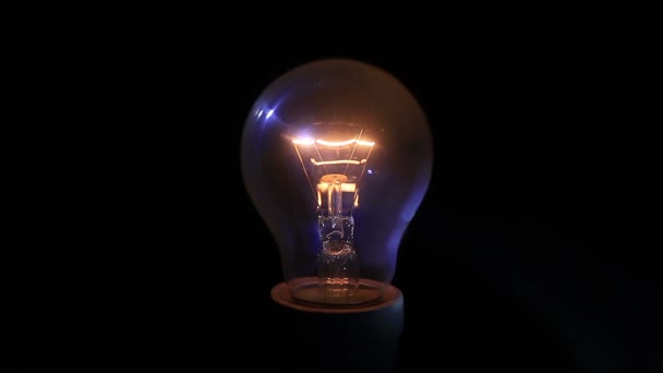 Light bulb on black background — Stock Video