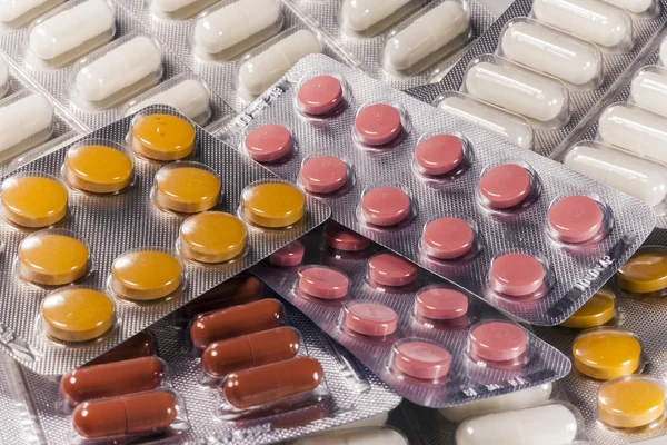 Many different colorful medication and pills from above — Stock Photo, Image