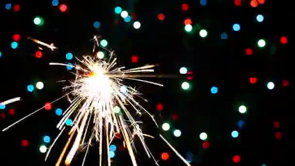 Lightening Christmas sparkler — Stock Video