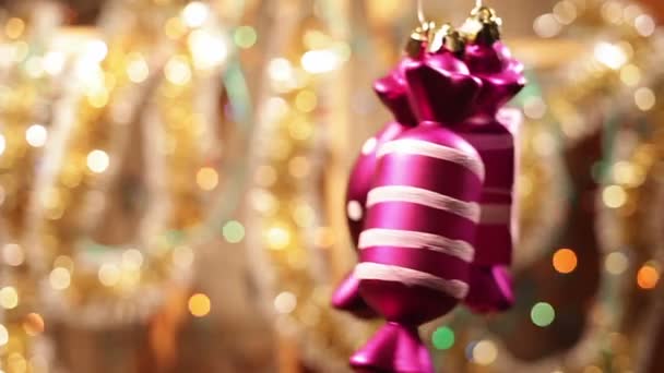 Decorazione di Natale e Capodanno. Astratto sfondo Bokeh offuscata vacanza . — Video Stock