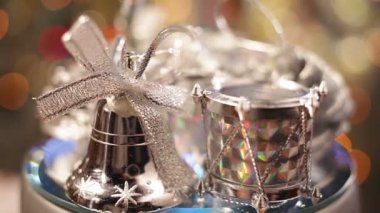 Noel ve yeni yıl dekorasyon. Soyut Bokeh tatil arka plan bulanık. Garland yanıp sönen.