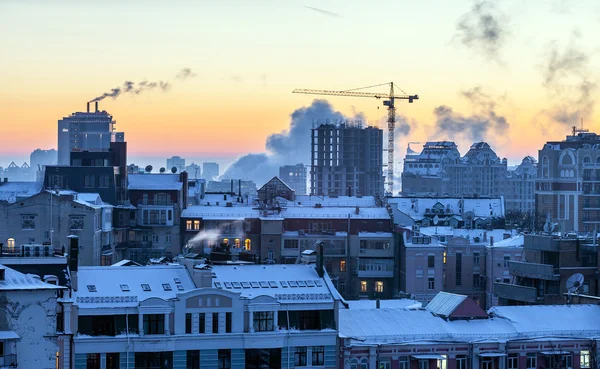 Cranes and housing estate. Kiev, Ukraine. Kyiv, Ukraine