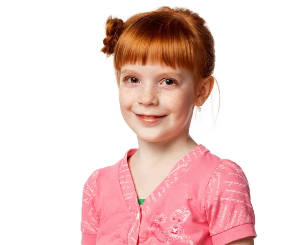 Close up portrait of a smiling red-haired girl — Stock Photo, Image