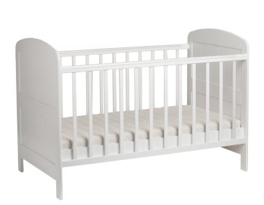 Beyaz arka plan üzerinde izole çocuklar için beyaz beşik