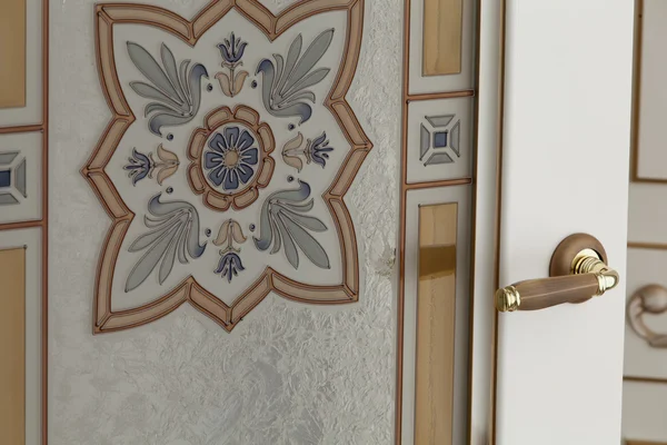 Close up an element of a stained-glass in the door — Stock Photo, Image